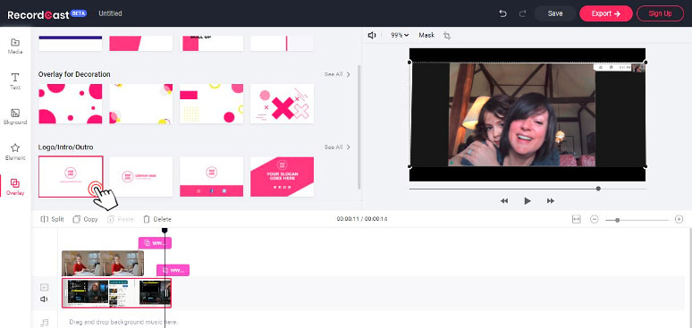 Edit Google Hangouts recordings in built-in video editor of RecordCast